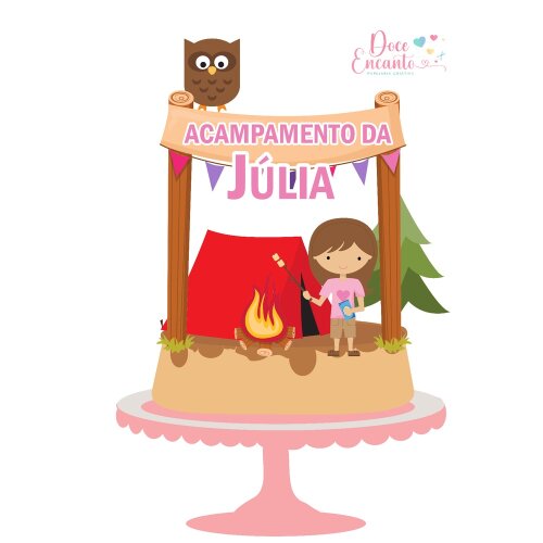 Topo de bolo 02 - Acampamento a