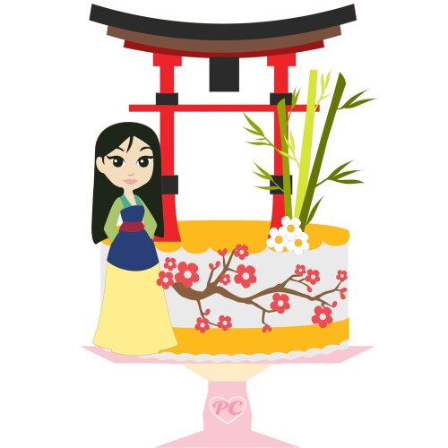 Topo de Bolo Mulan 05 Arquivo digital