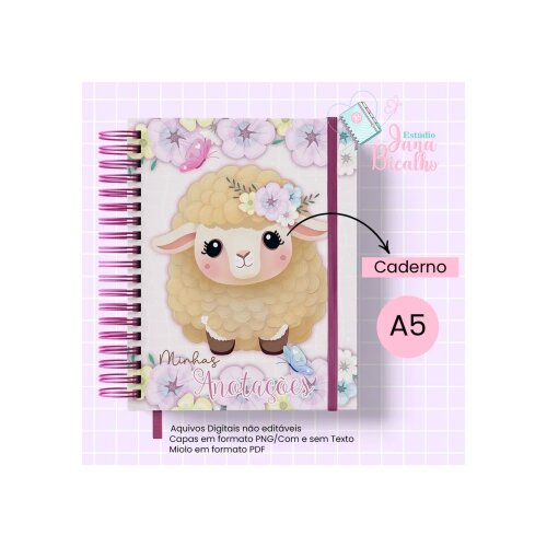 Arquivo Digital Caderno A5 Ovelhinha