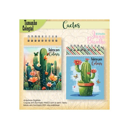 Arquivo Digital Caderno Colegial Para Colorir Cactos