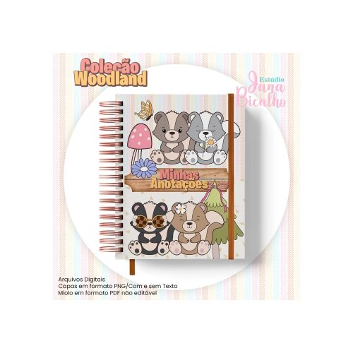 Arquivo Digital Caderno Pautado A5 Coleção Woodland-N10