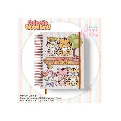 Arquivo Digital Caderno Pautado A5 Coleção Woodland-N3