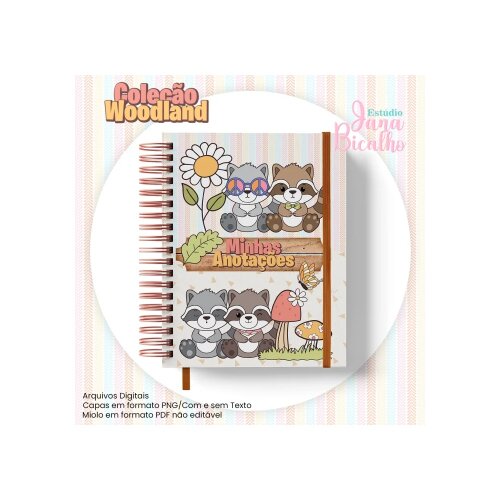 Arquivo Digital Caderno Pautado A5 Coleção Woodland-N4