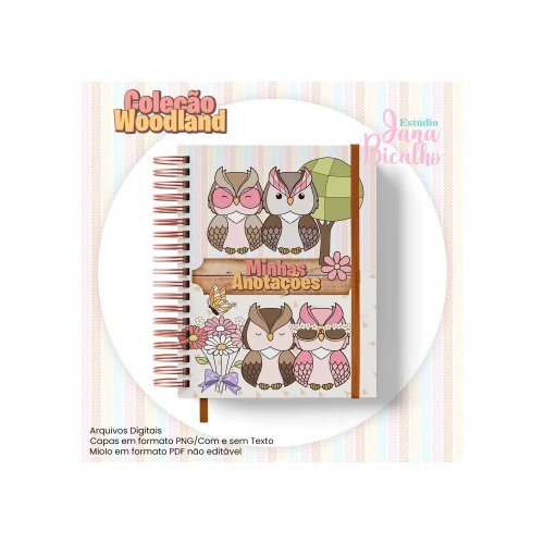 Arquivo Digital Caderno Pautado A5 Coleção Woodland-N8