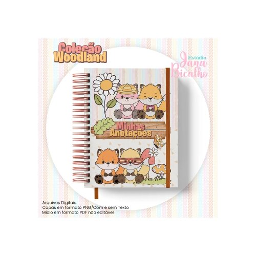Arquivo Digital Caderno Pautado A5 Coleção Woodland-N9