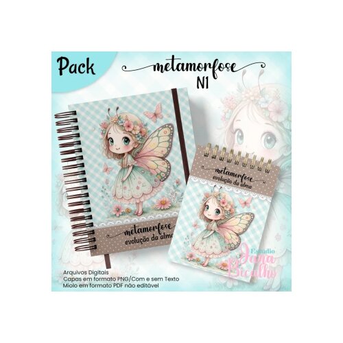 Arquivo Digital Caderno Pautado A5+Bloquinho A6 Metamorfose N1