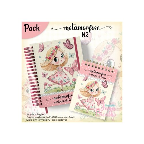 Arquivo Digital Caderno Pautado A5+Bloquinho A6 Metamorfose N2