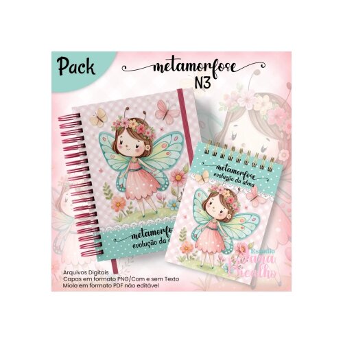 Arquivo Digital Caderno Pautado A5+Bloquinho A6 Metamorfose N3