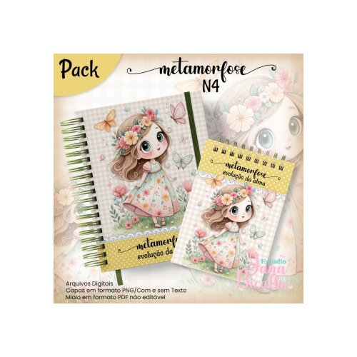 Arquivo Digital Caderno Pautado A5+Bloquinho A6 Metamorfose N4