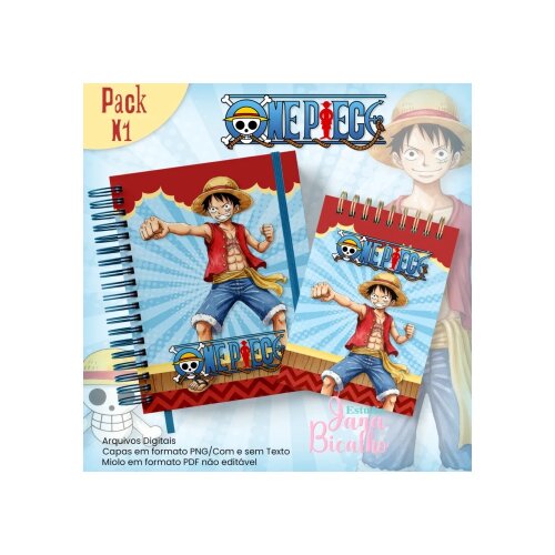 Arquivo Digital Caderno Pautado A5+Bloquinho A6 One Piece N1