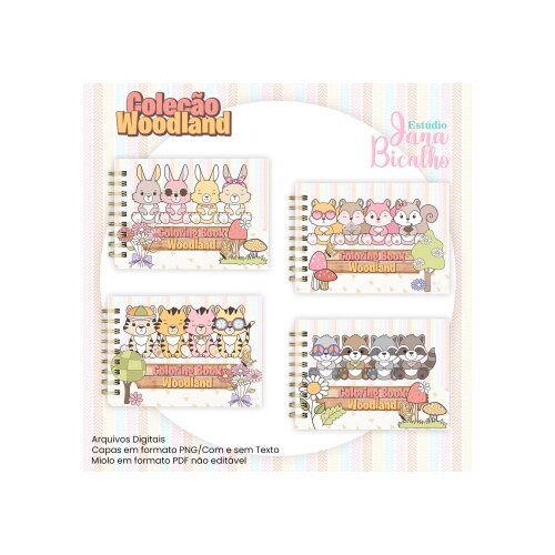 Arquivo Digital Livro A5 Para Colorir Horizontal Coleção Woodland