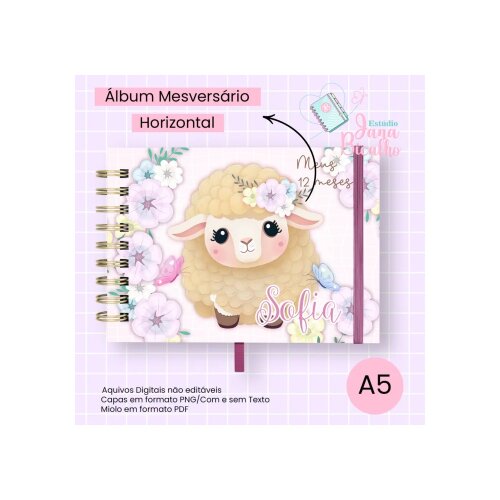 Arquivo Digital Álbum de Mesversário A5 Ovelhinha