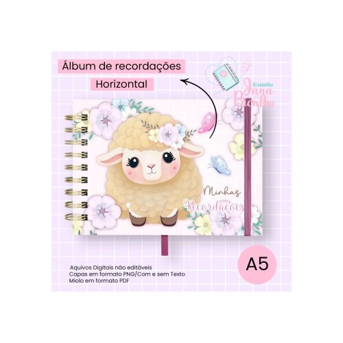 Arquivo Digital Álbum de Recordações Horizontal A5 Ovelhinha