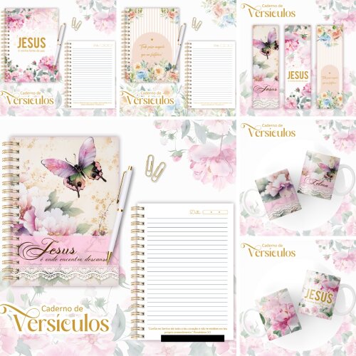 Kit Digital 01-CADERNO COM VERSÍCULOS - Lina Criativa