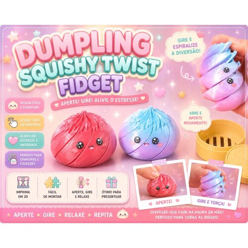Dumpling Twist Fidget STL Kawaii Rotating Toy Cute 3D Print File