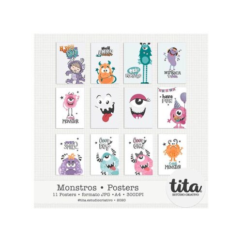 Monstros - Posters A4%3ACartões