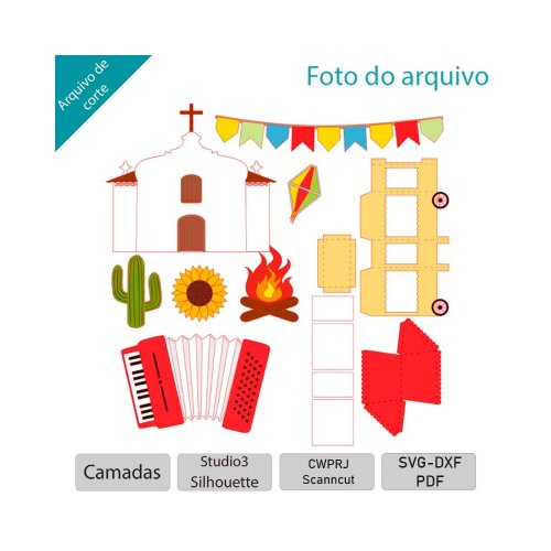 Festa Junina Igrejinha com carrinho 3D