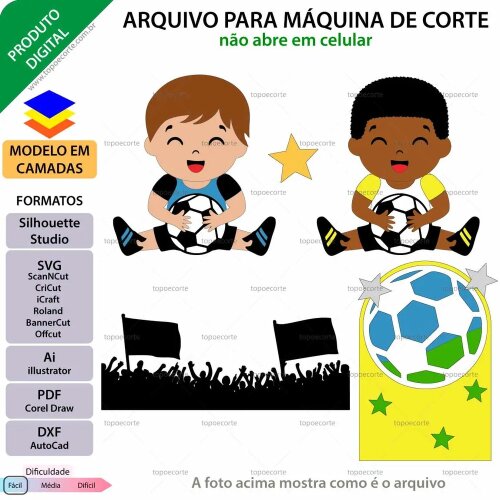 Kit Digital Topo de bolo Futebol Menino Com Bola