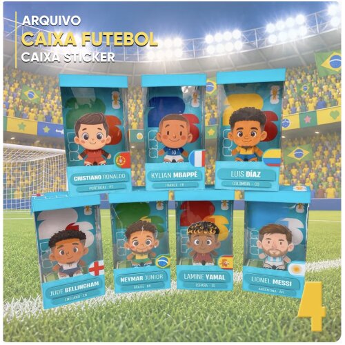 Kit Digital COLECAO CAIXA FIGURINHAS 3D CRAQUES DO MUNDIAL