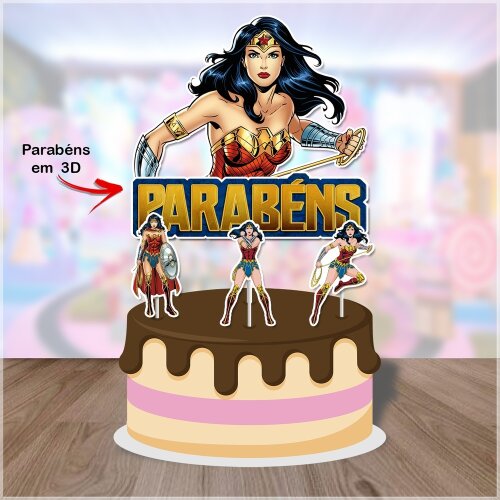 Topo de Bolo Mulher Maravilha 13 Arquivo digital
