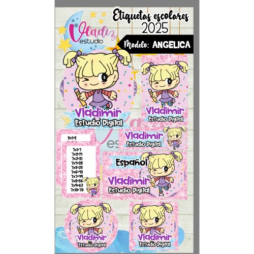 Kit Digital Etiqueta Escolar ANGELICA PICKELS - os anjinhos - rugrats