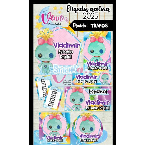 Kit Digital Etiqueta Escolar TRAPOS