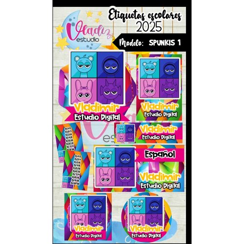 Kit Digital Etiqueta Escolar SPRUNKIS 1