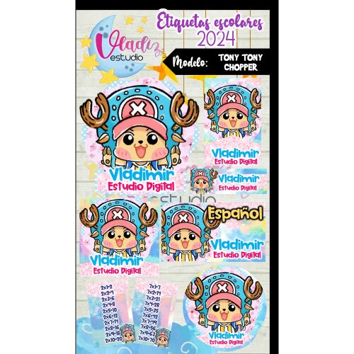 Kit Digital Etiqueta Escolar TONY TONY CHOPPER