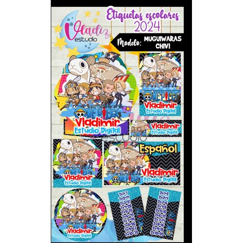 Kit Digital Etiqueta Escolar MUGUIWARAS CHIVI