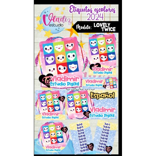 Kit Digital Etiqueta Escolar LOVELY TWICE