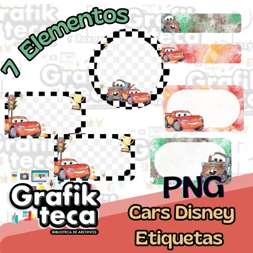 Kit Digital Etique Escolar Carros Disney