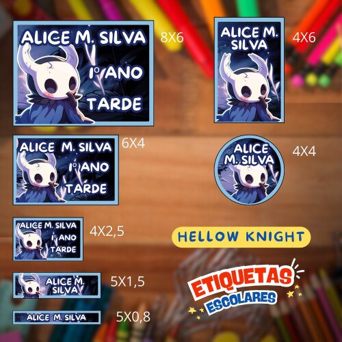Kit Digital Etiqueta escolar para imprimir Hellow Knight