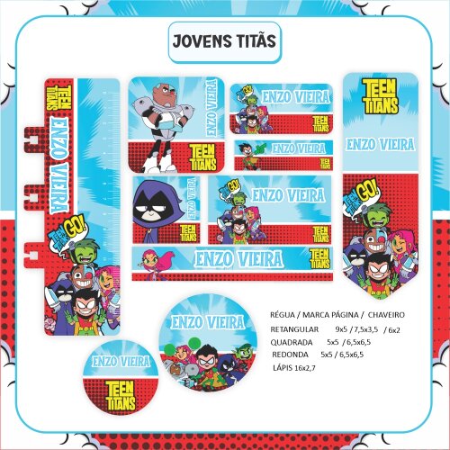 Kit Digital Etiqueta escolar para imprimir Jovens Titans EE V3