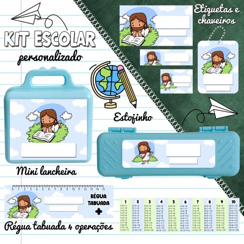 Kit Digital Etiqueta escolar para imprimir  V1 Religioso EE