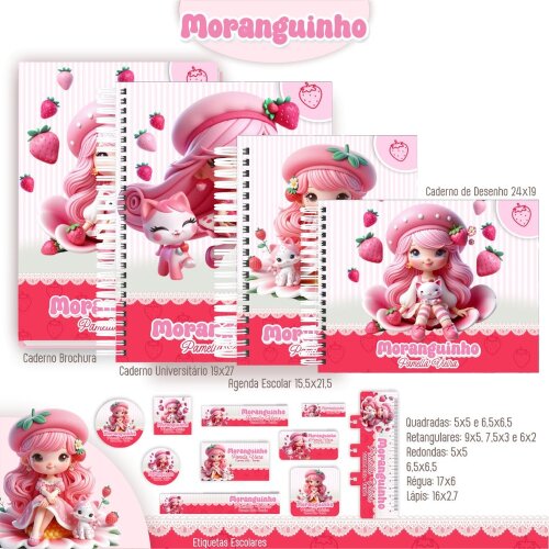 Kit Digital Etiqueta escolar para imprimir Moranguinho V3