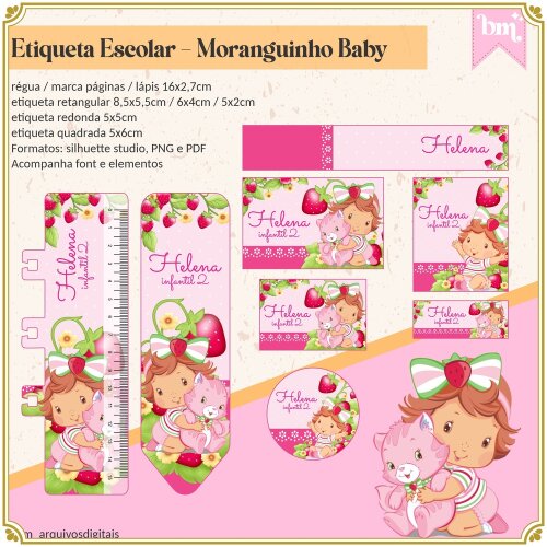 Kit Digital Etiqueta escolar para imprimir Moranguinho V6