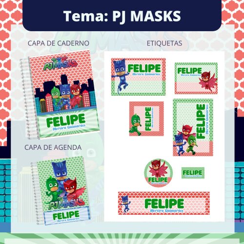 Kit Digital Etiqueta escolar para imprimir Pj Mask V2 EE
