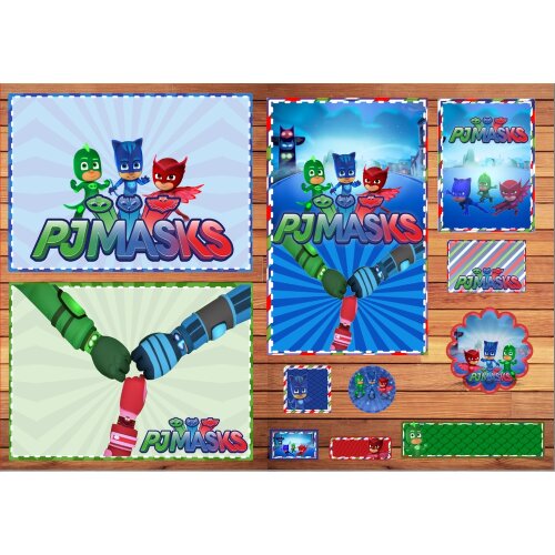 Kit Digital Etiqueta escolar para imprimir Pj Mask V3 EE