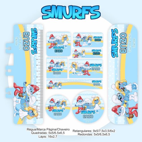 Etiquetas Escolares SMURFS V1 EE
