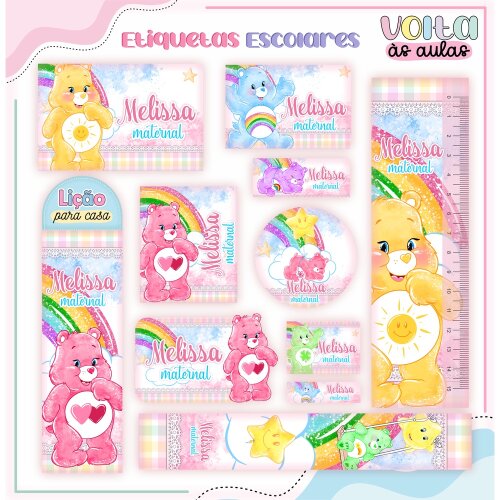 Kit Digital Etiqueta escolar para imprimir Ursinhos Carinhosos V1 EE