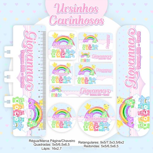 Kit Digital Etiqueta escolar para imprimir Ursinhos Carinhosos V3 EE