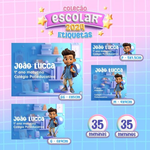 Kit Digital Etiqueta escolar para imprimir Menino V5 EE
