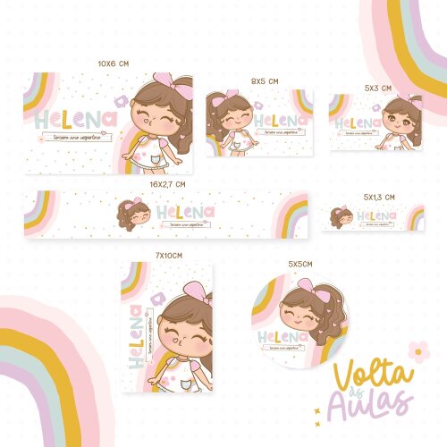 Kit Digital Etiqueta escolar para imprimir  Menina V10 EE