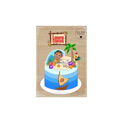 Topo de bolo Moana 13 para imprimir