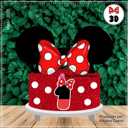 Topo de Bolo Minnie Vermelha 08