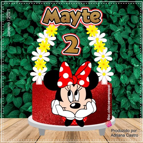 Topo de Bolo Minnie Vermelha 12