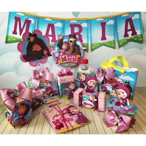 Kit festa Masha e o Urso 14 para imprimir