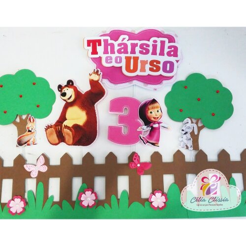 Topo de Bolo Masha e o Urso 15 para imprimir