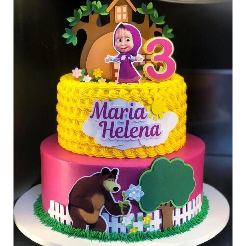 Topo de Bolo Masha e o Urso 17 para imprimir