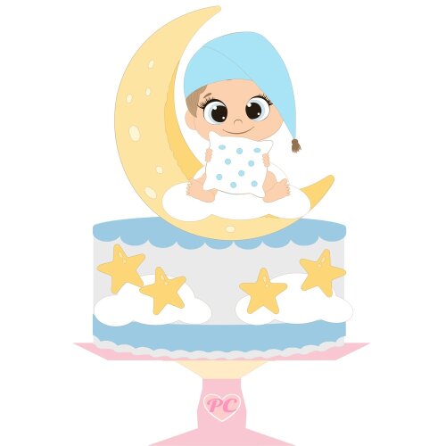 Topo de Bolo Lua 07